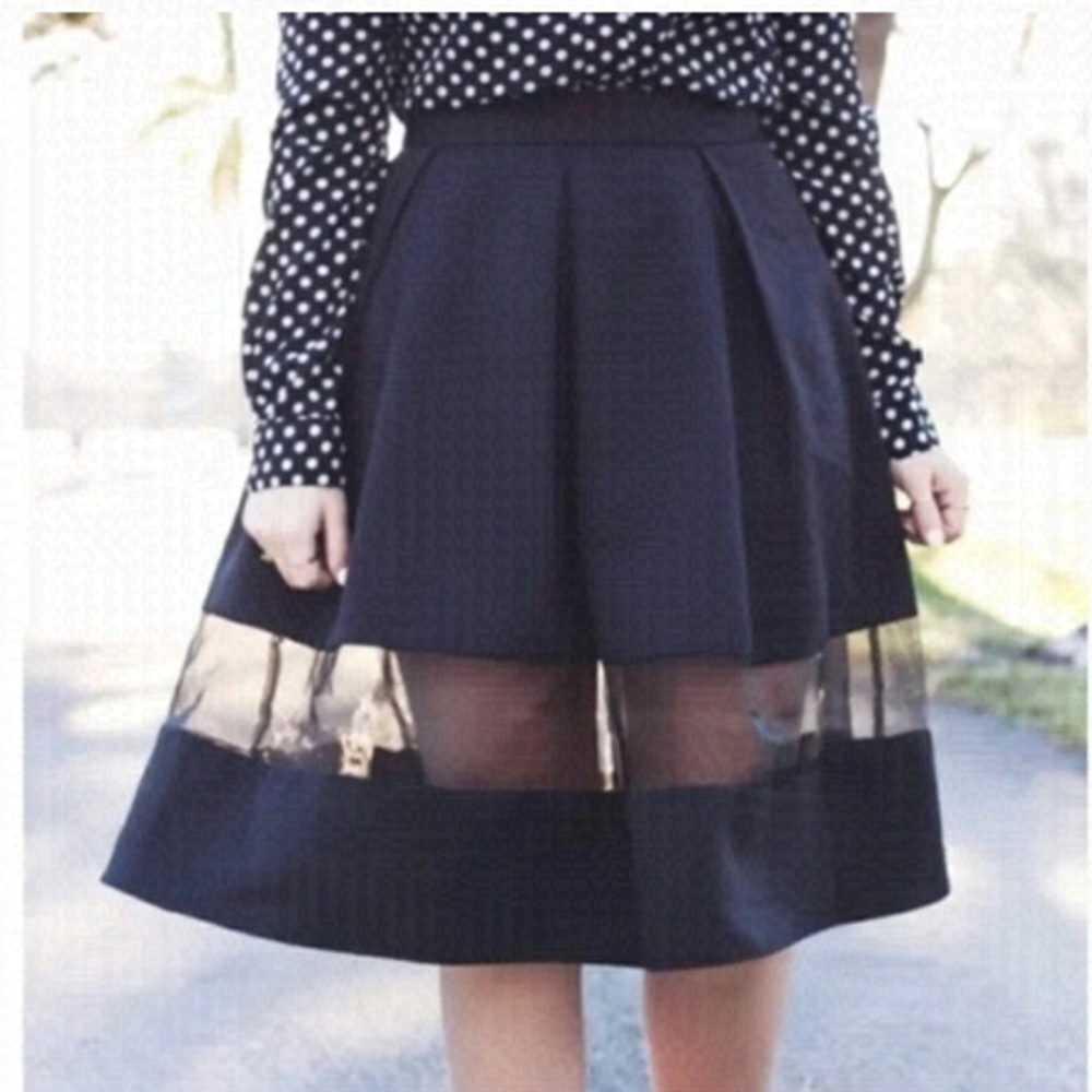 EXPRESS black pleated skirt with mesh strip size 4 NWT